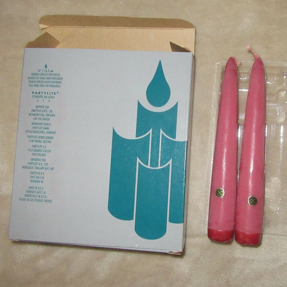 2 NIB Vintage Party Lite Mulberry 6 in. dinner candles (never used)